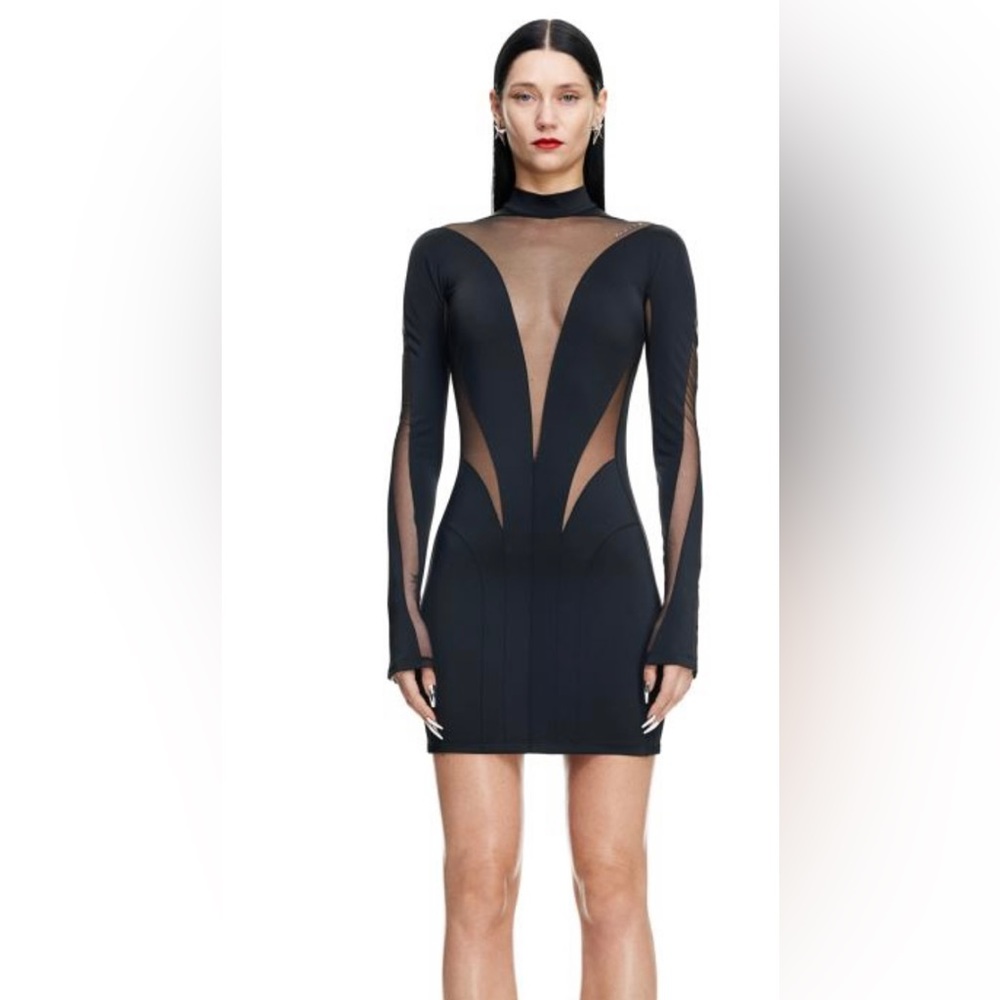 THIERRY MUGLER H&M Mesh-Paneled Mini Dress XXL NWT